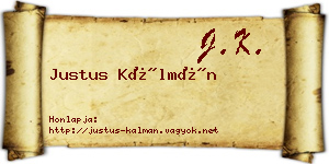 Justus Kálmán névjegykártya